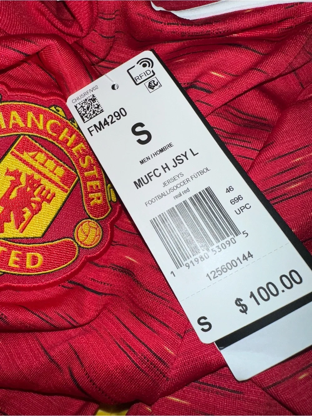 Adidas Manchester United Home Long Sleeve Jersey FM4290. Adult Size: Small